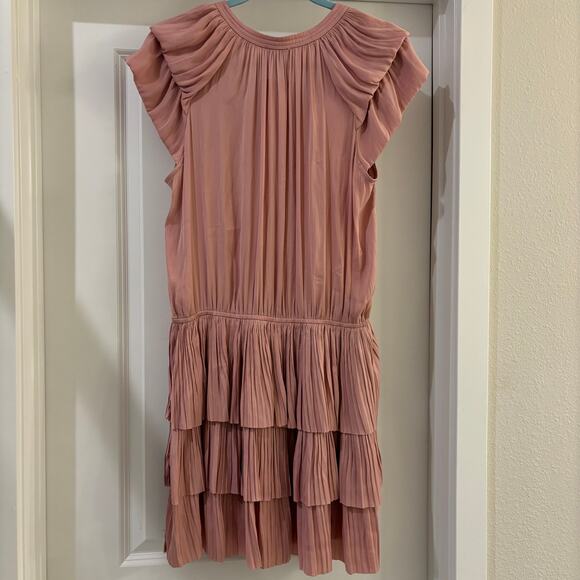 Current Air Los Angeles Strawberry Wine Mini Ruffle Pleated Dress NWT Size M - Picture 2 of 7